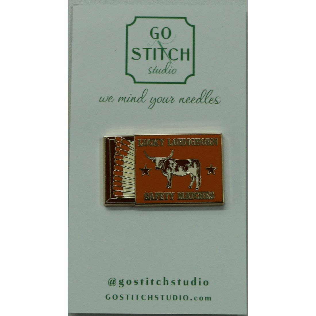 Lucky Longhorn Matchbox Needle Minder