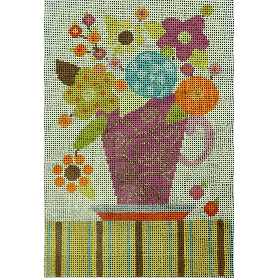 Flowers in Purple Tea Cup, 13 mesh