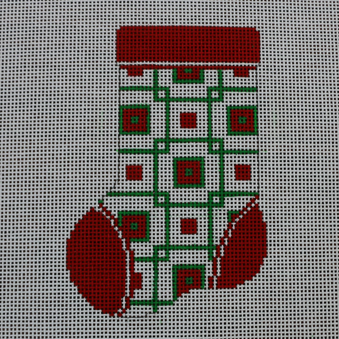 White/Red/Green Squares Mini Sock