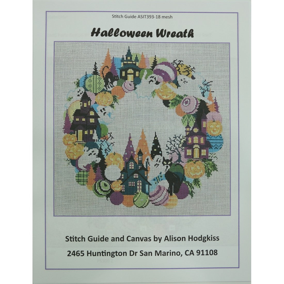 Halloween Wreath Stitch Guide, 18 mesh