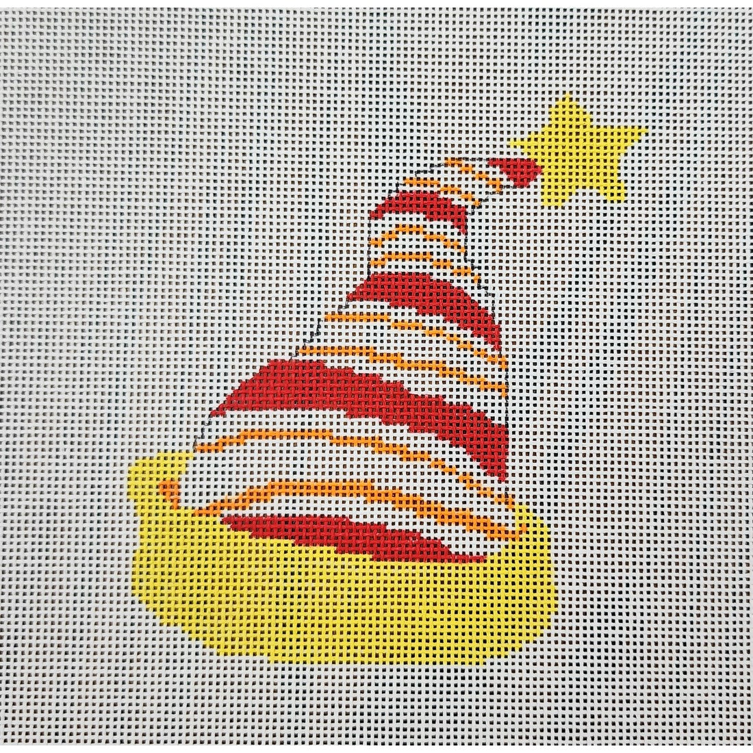 Red Orange Stripe Cap, 18 mesh