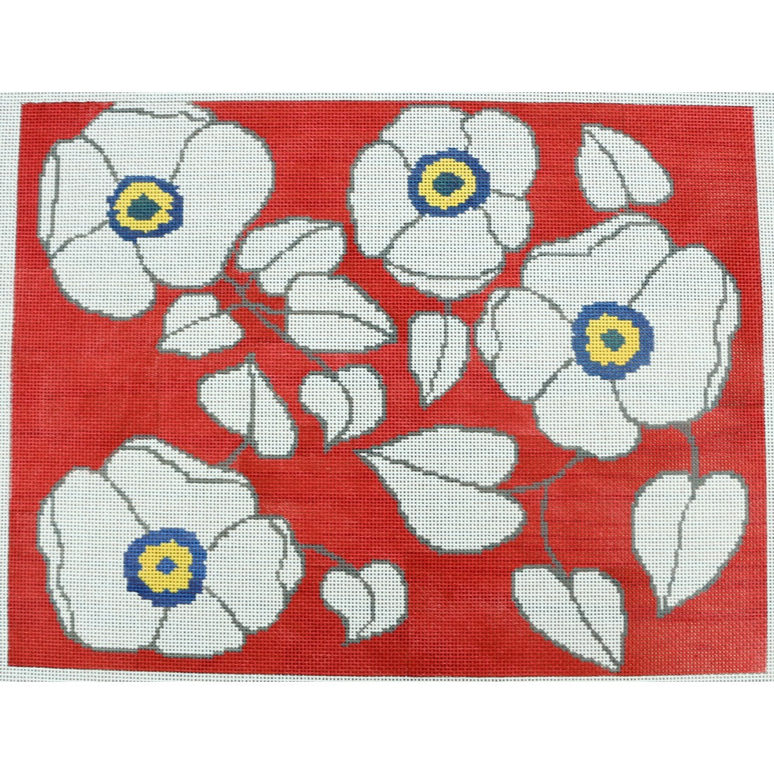 White Flowers on Red