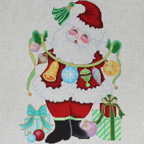 Santa with Strand of Ornaments