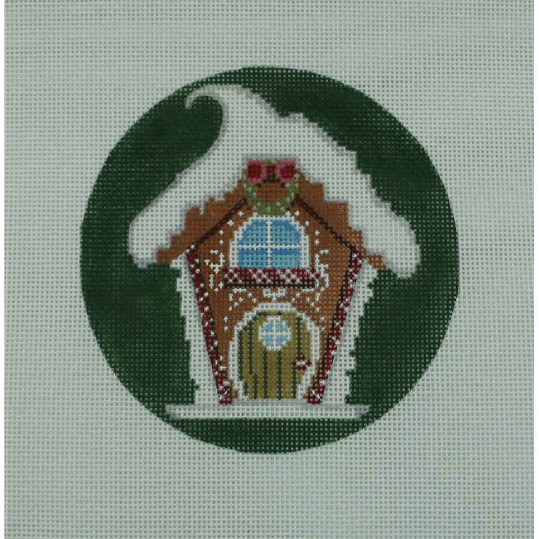 Gingerbread House on Dark Green