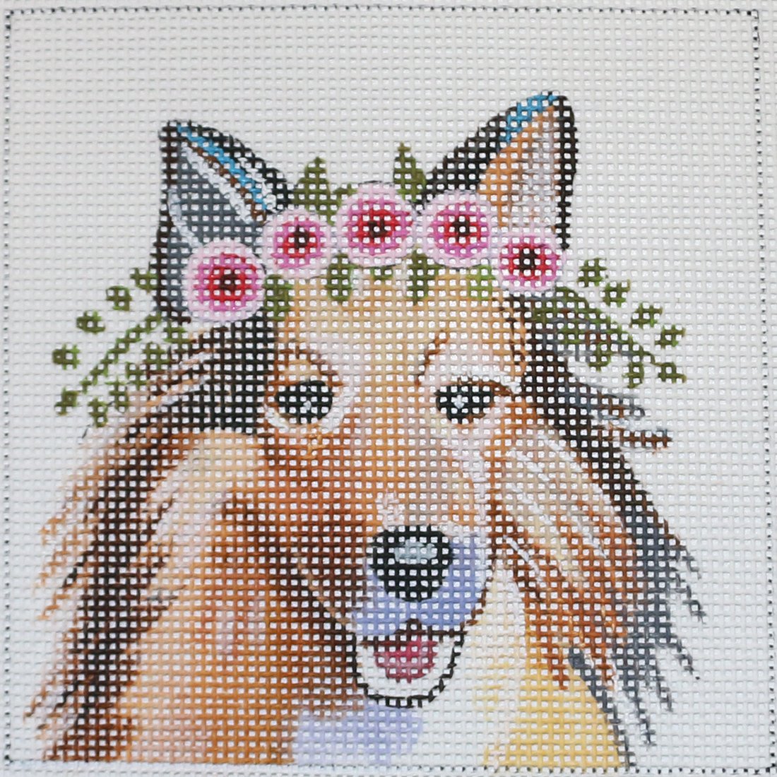 Shetland Sheepdog w/ Flowers
