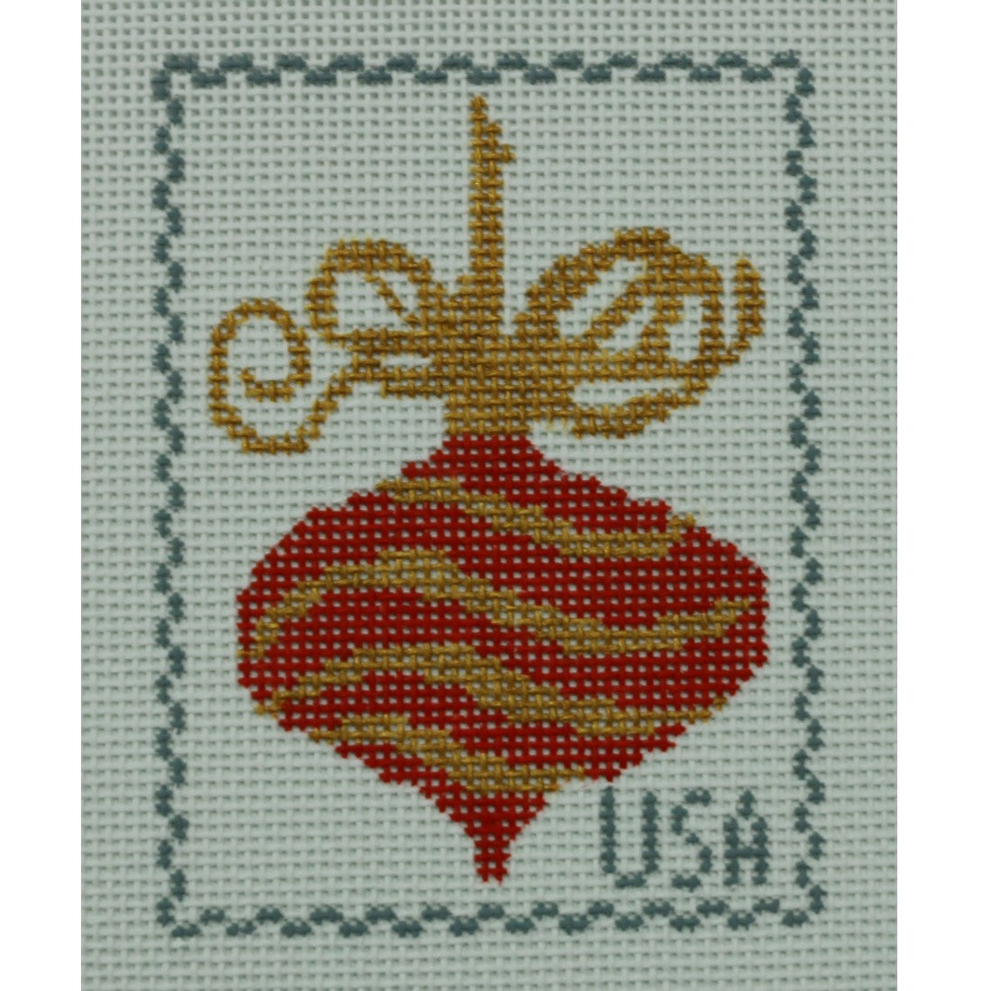 Holiday Stamp, Red & Gold