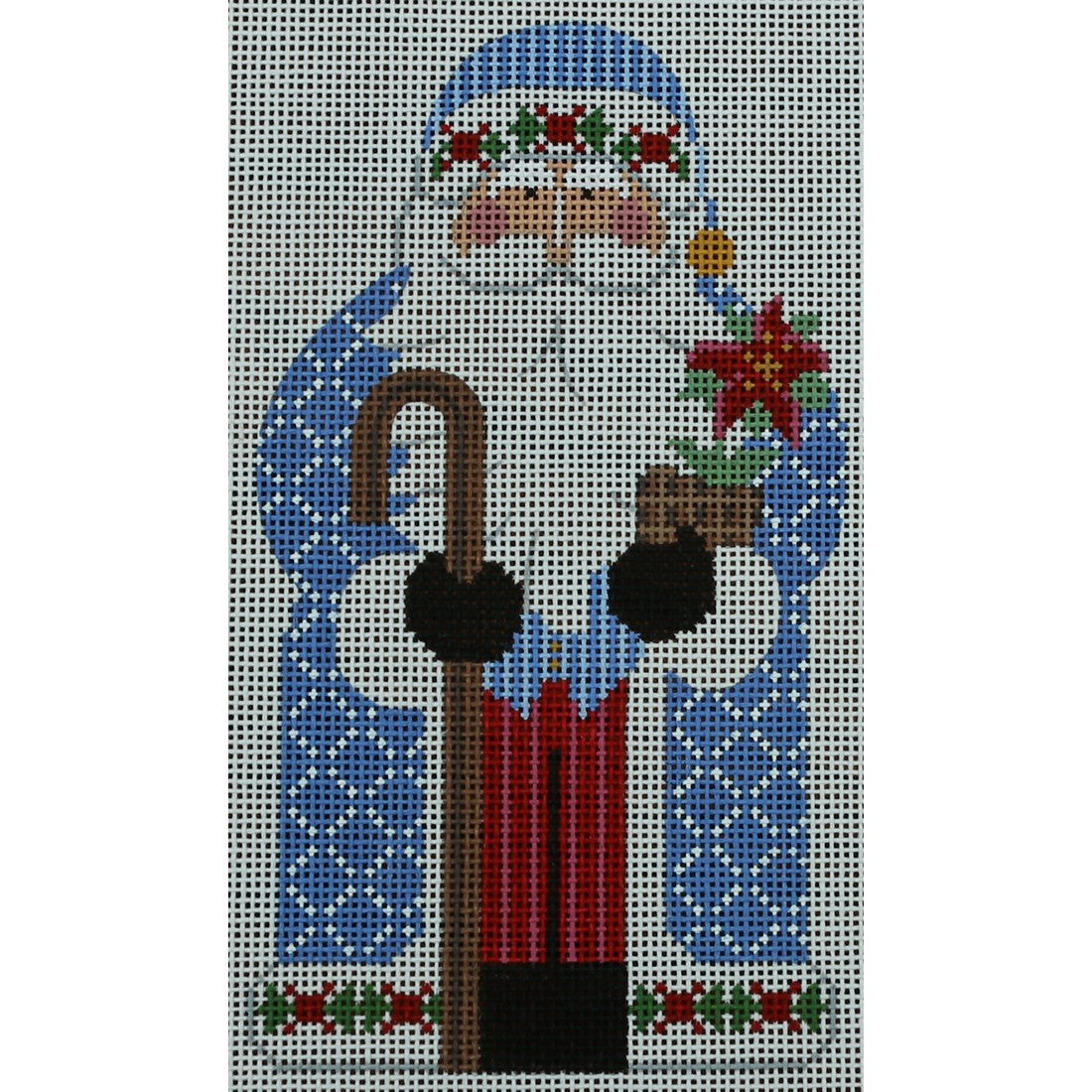 Father Christmas, Blue, Poinsettia