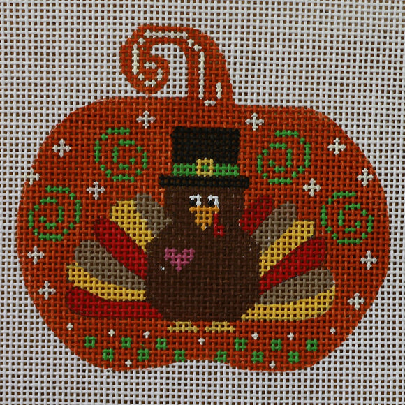 Turkey on Pumpkin with stitch guide