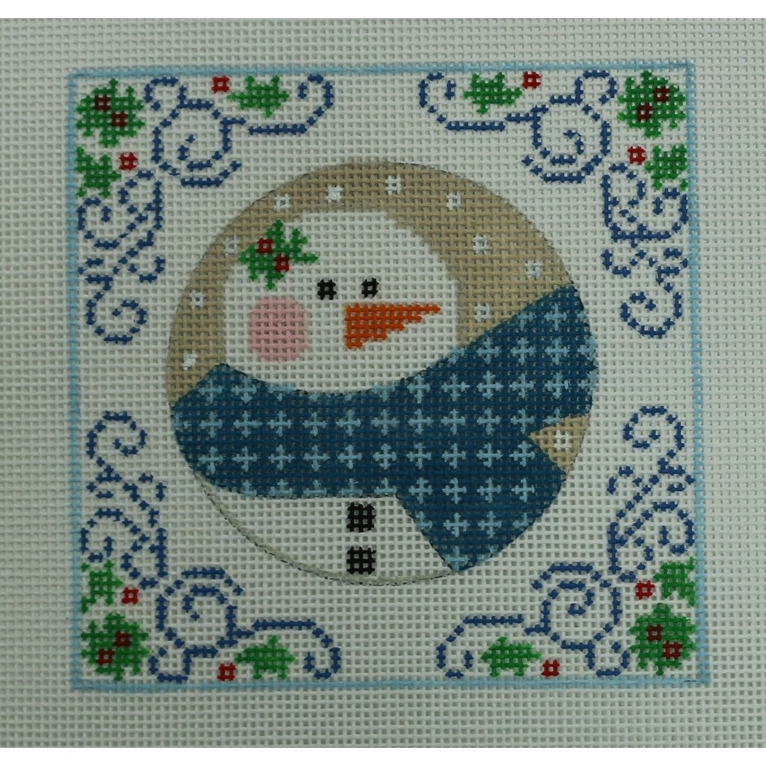 Snowman Square, Blue Scarf