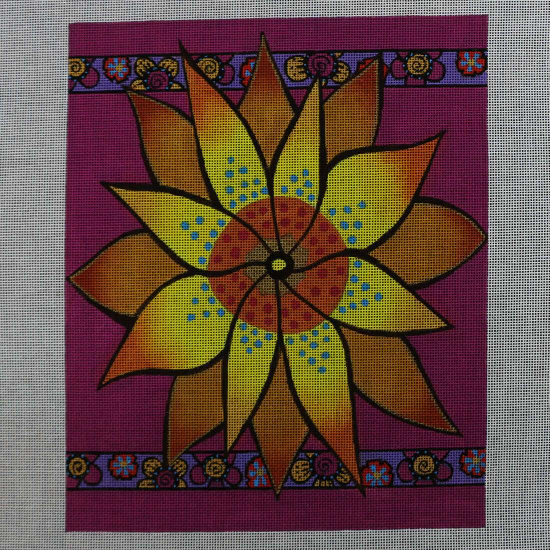 Yellow Flower/Purple Borders