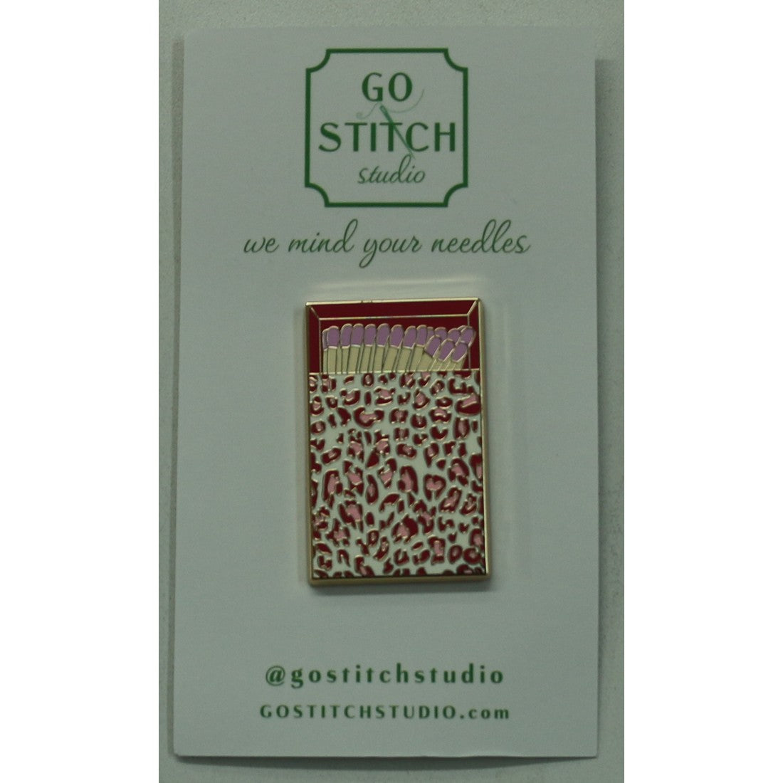 Pink Leopard Matchbox Needle Minder