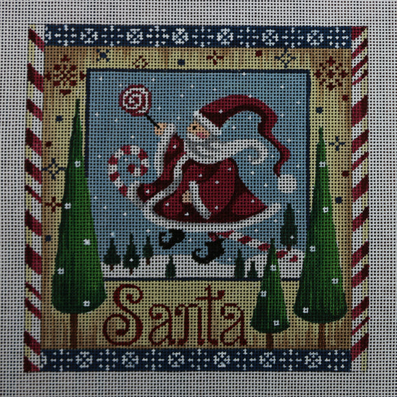 Santa Riding Candy cane