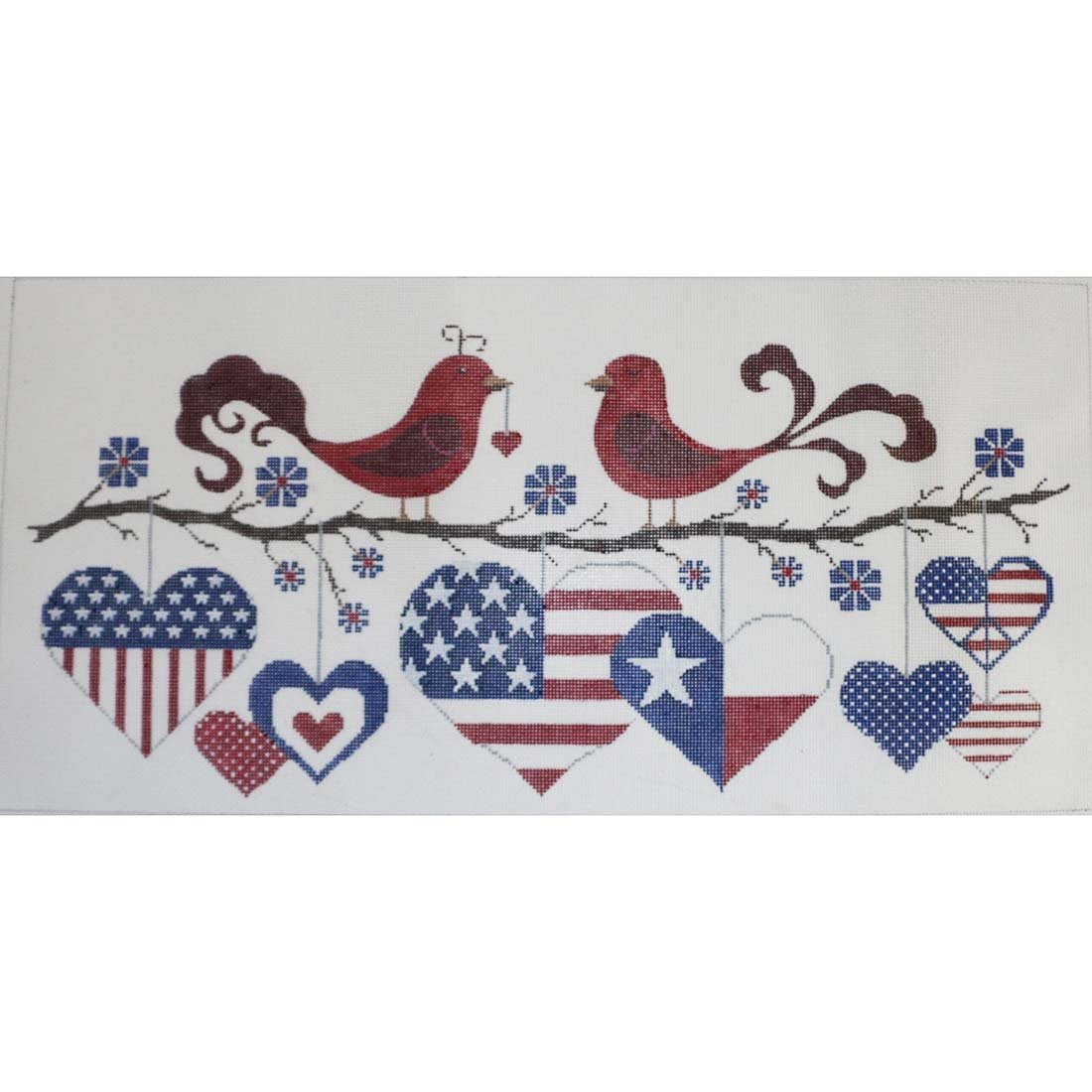 Patriotic Birds with Hearts