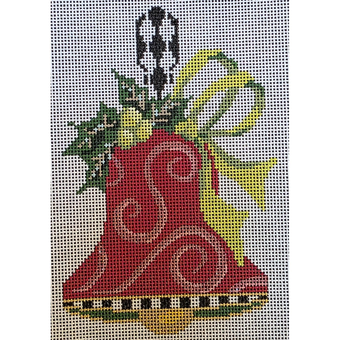 Red Swirls, Lime Bow Handbell