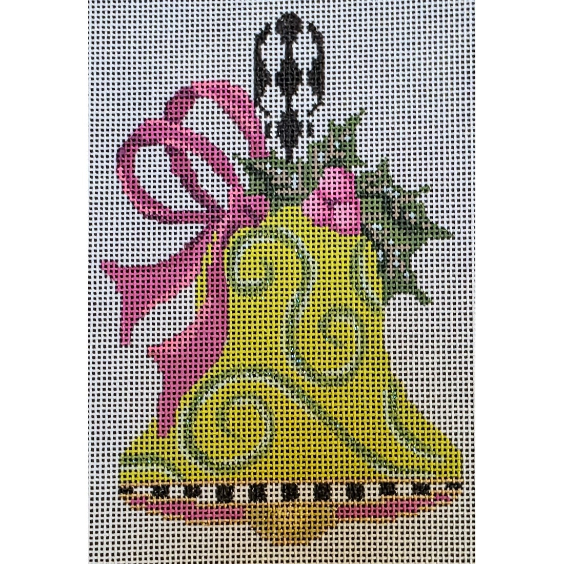 Lime Swirls, Fuchsia Bow Handbell