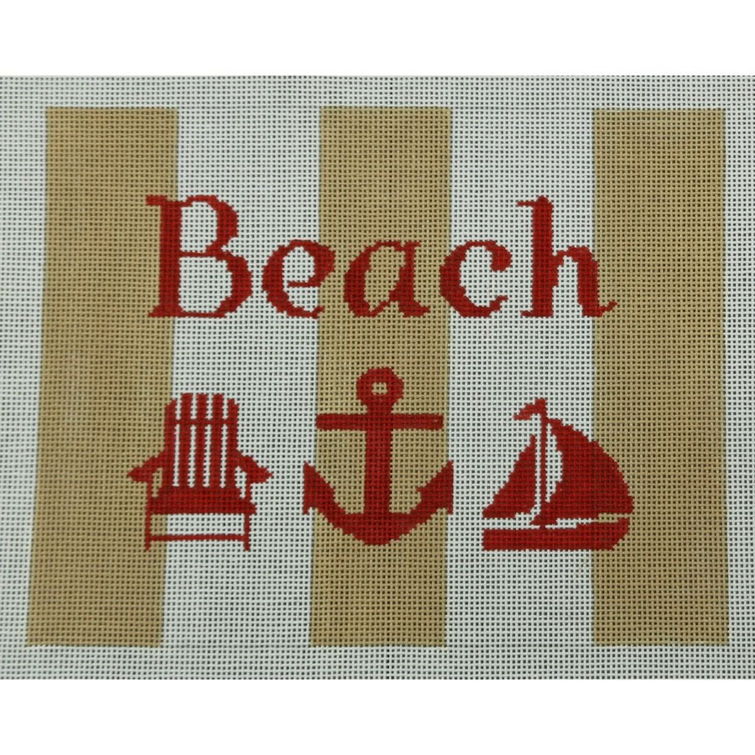 Beach, Red/Khaki/White, 18 mesh