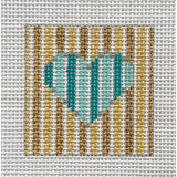 Turquoise Heart-Gold Stripes