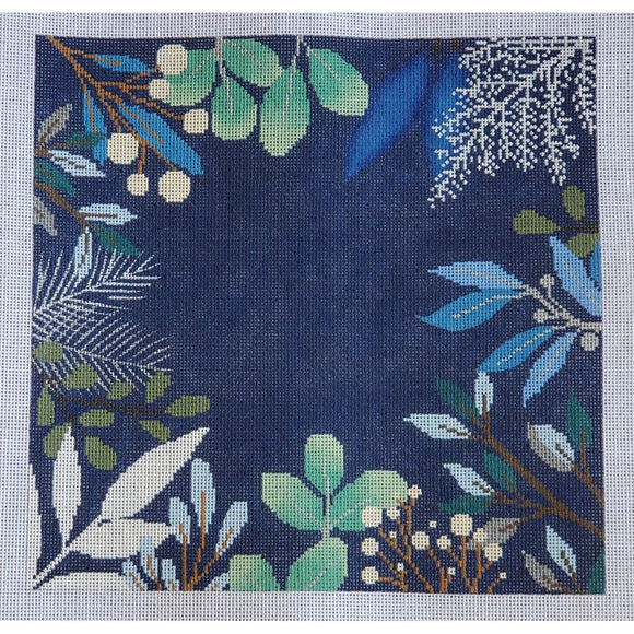 Blue Winter Botanical Pillow