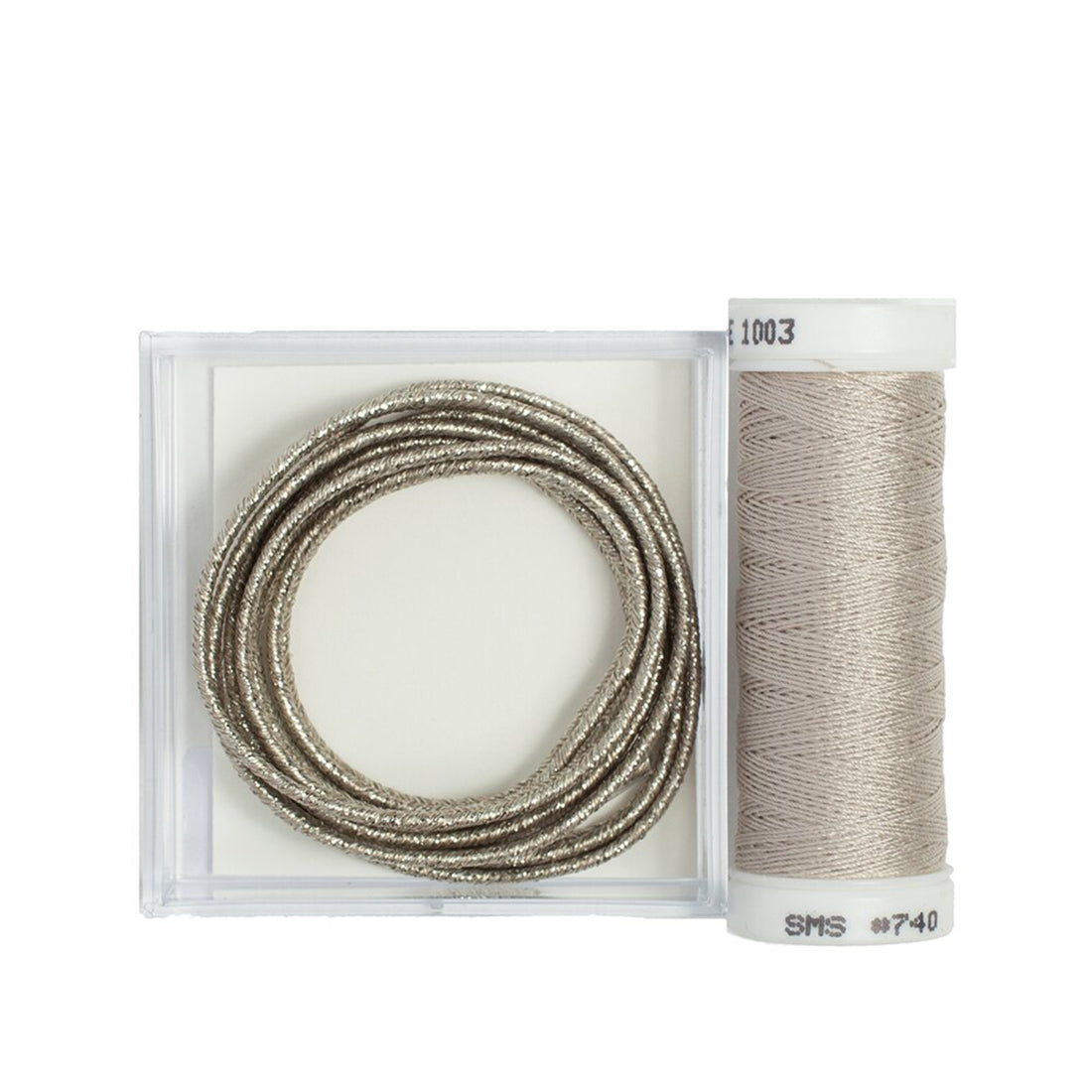 Russian Braid w/ Silk Couching Silver Leaf