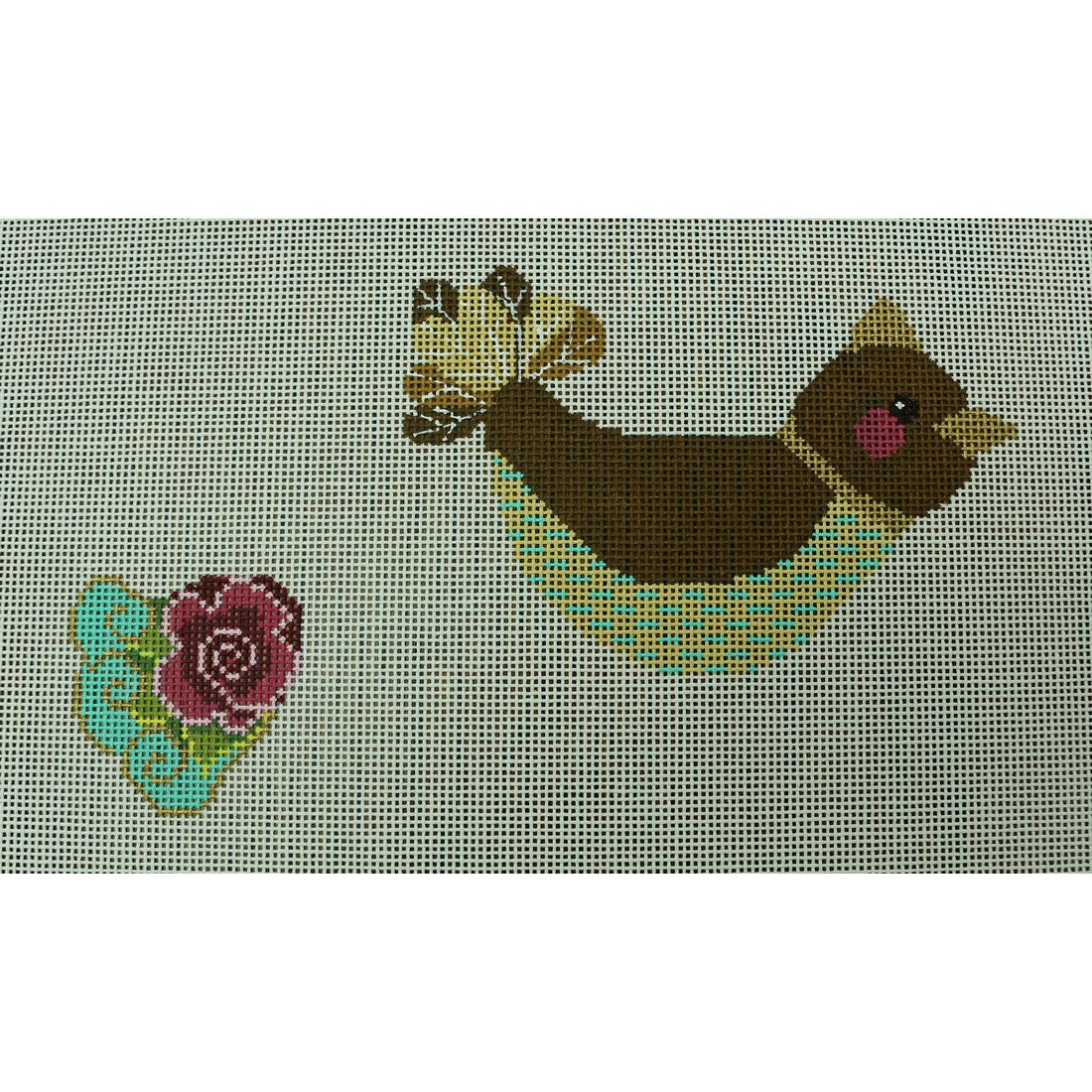 Olive Bird with Rose
