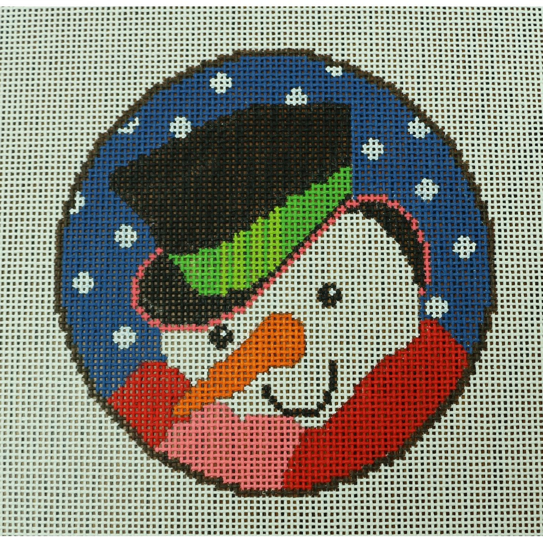 Snowman w/ Top Hat Round