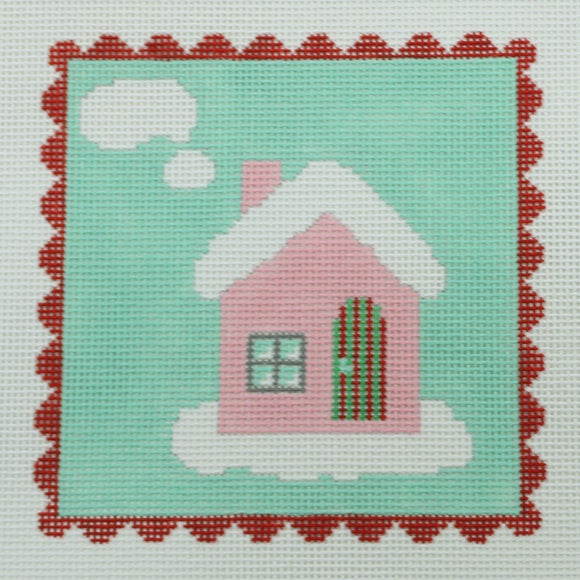 Pink House on Teal