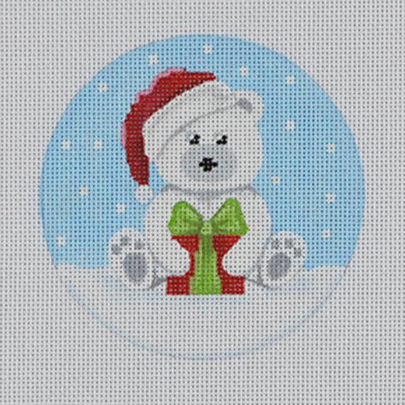 White Santa Bear w/ Present