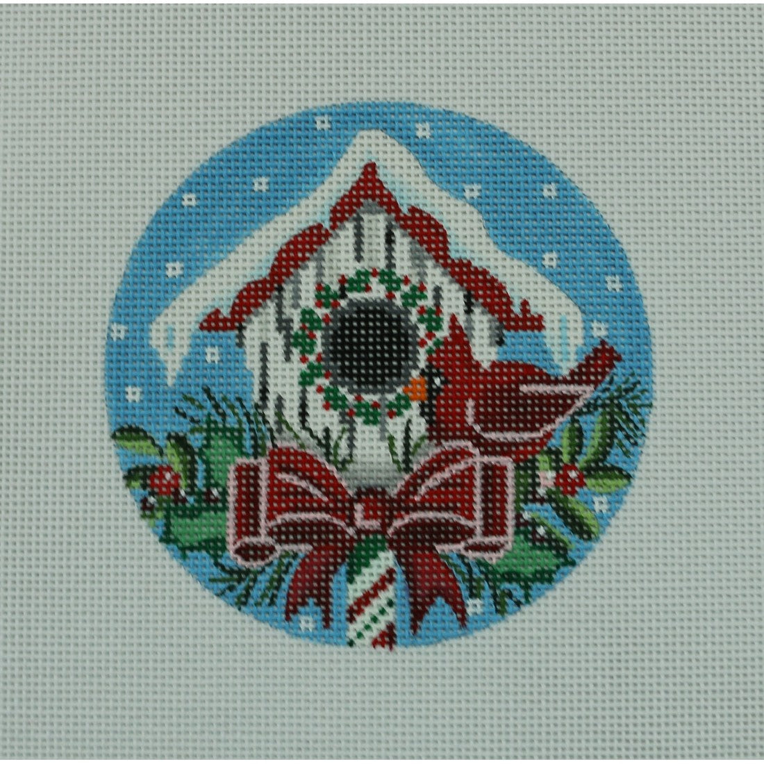 Holiday Birdhouse with Cardinal