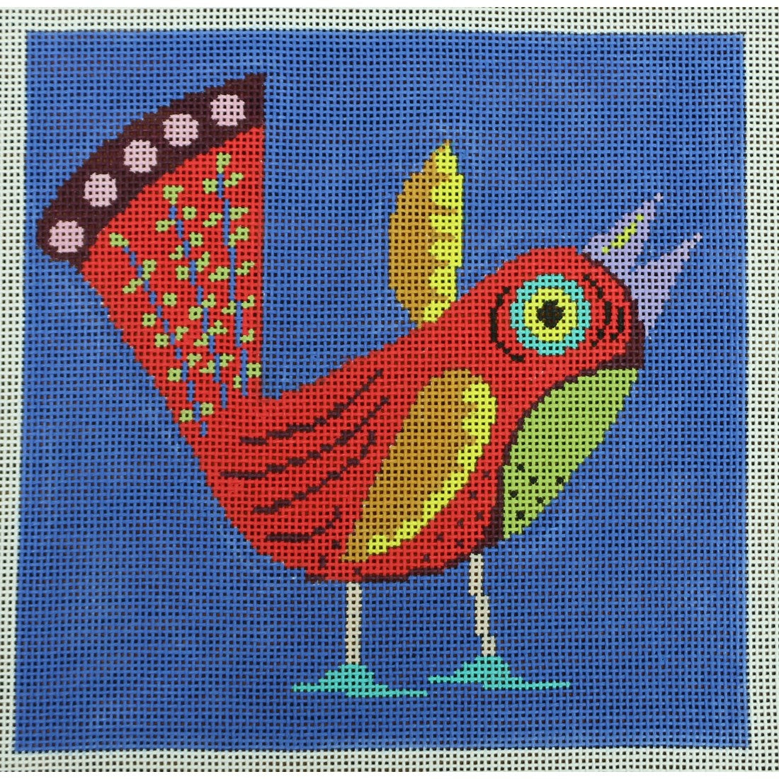 Red Bird on Blue
