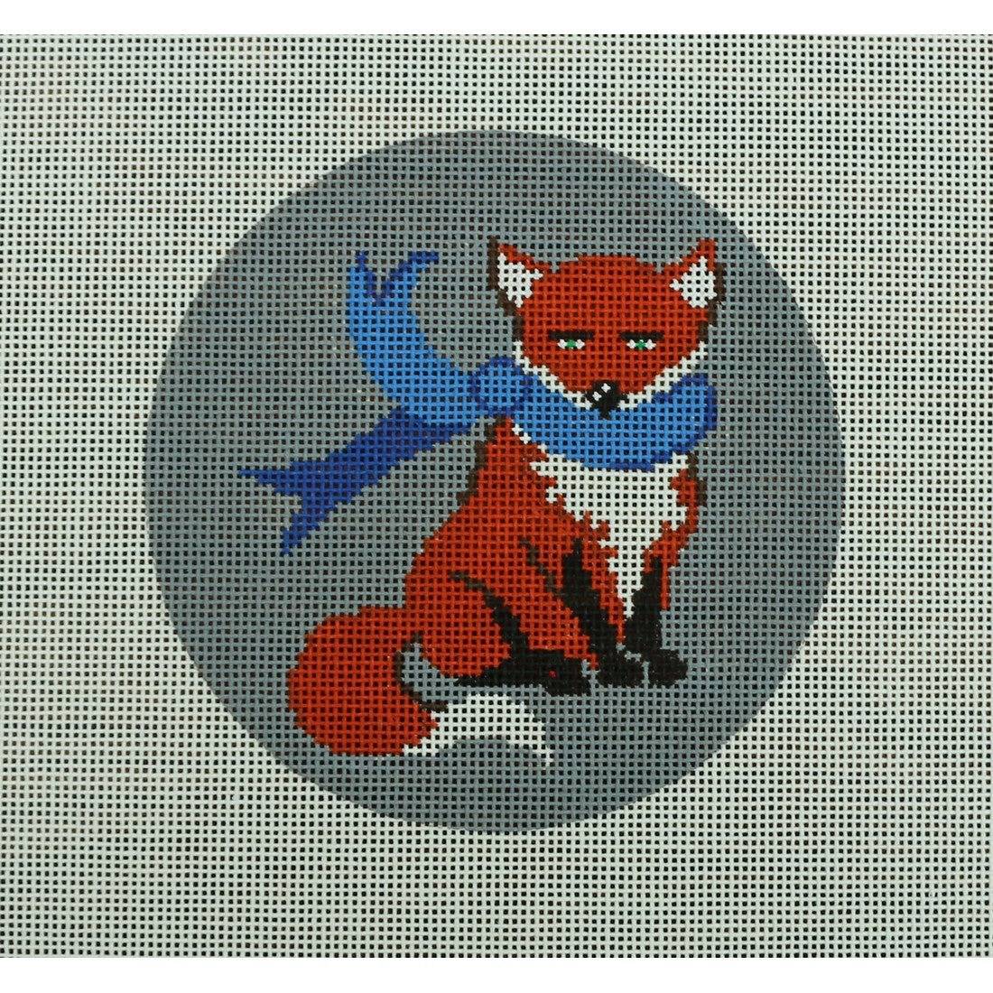 Sitting Fox, Blue Scarf