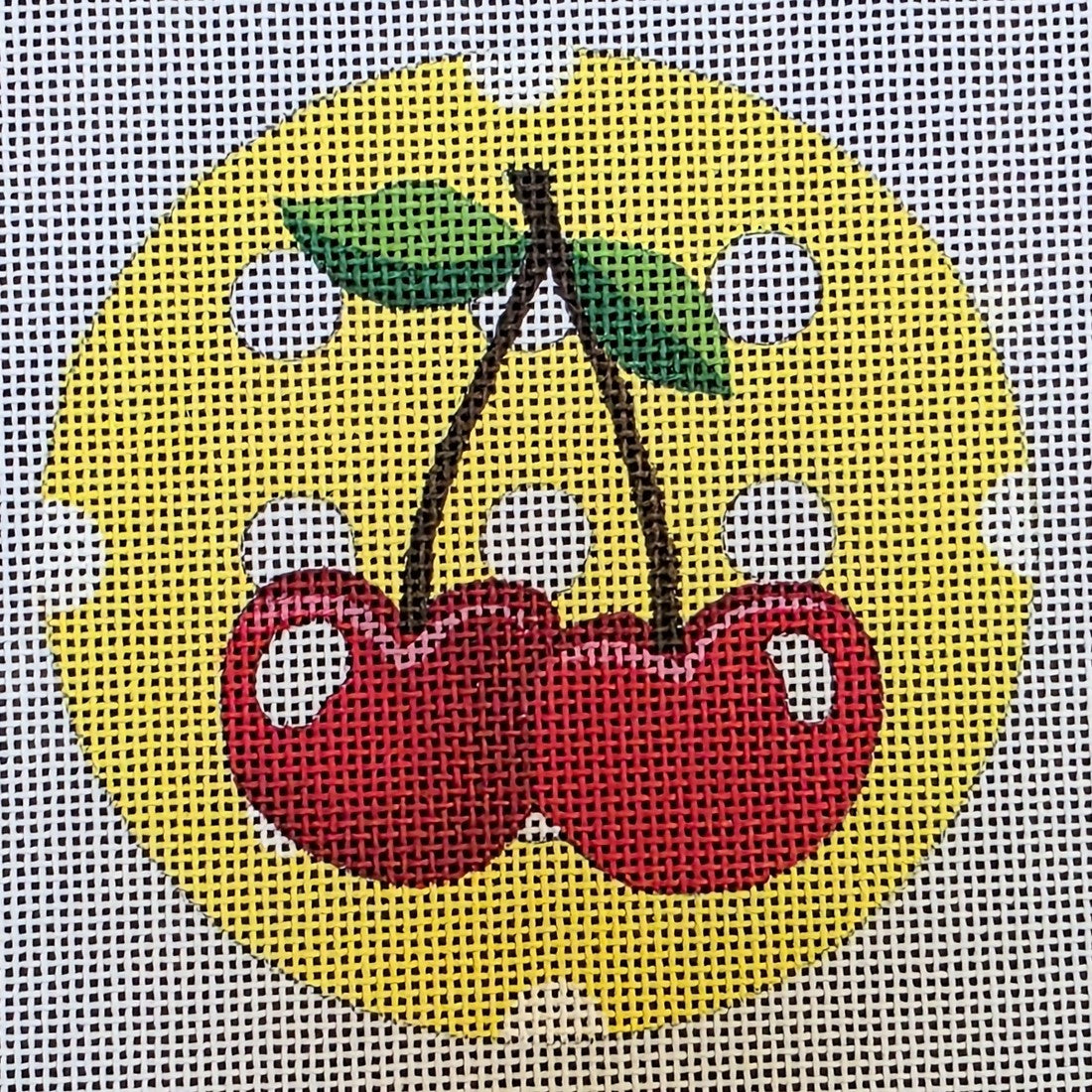 Cherries on Yellow, White dots