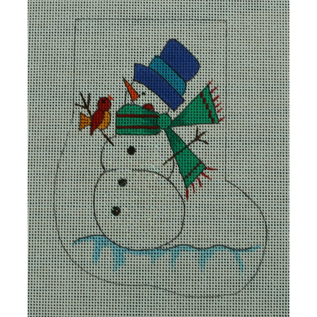 Snowman with Cardinal