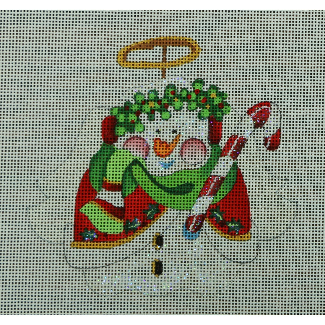 Angel Snowman with Candy Cane