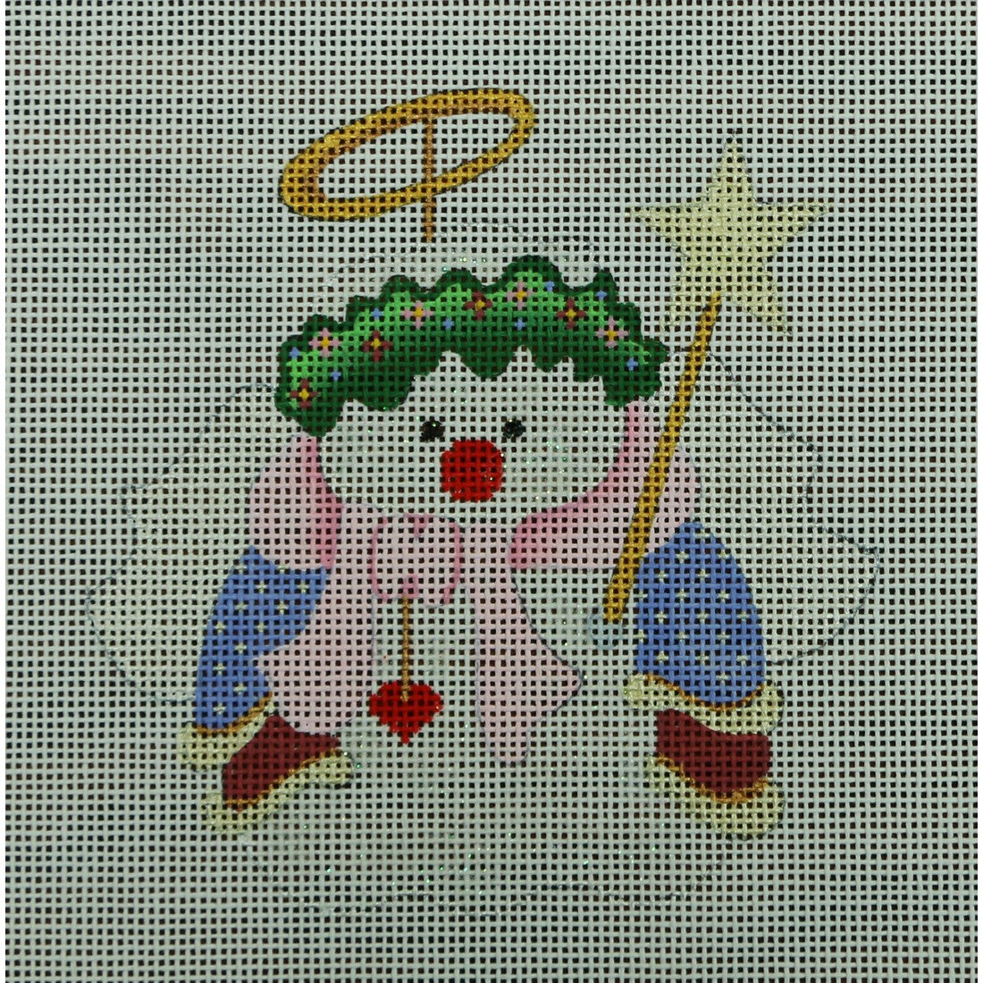 Angel Snowman with Pink Scarf