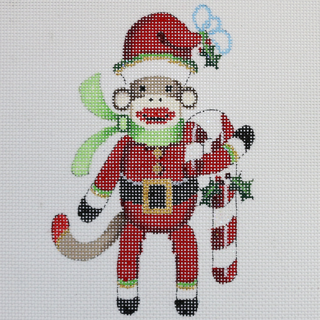 Sock Monkey with Candy Cane
