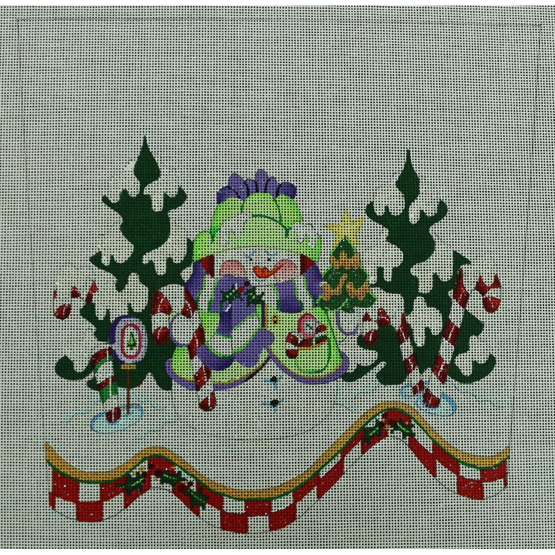 Snowman with Candy Canes, 18 mesh