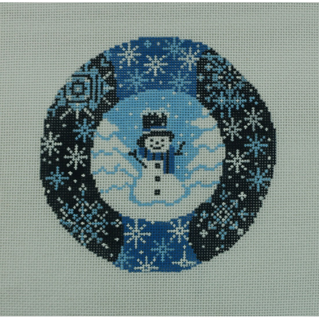 Snowman with Blue Border