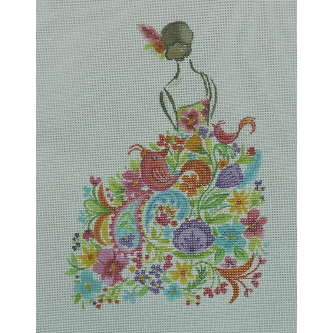 Lady with Pink Flowers