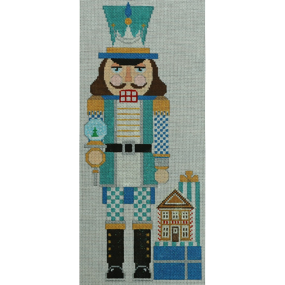 Nutcracker, Teal Gingerbread Snowglobe