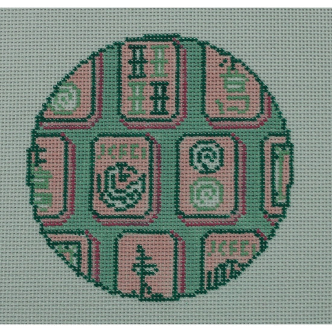 Mahjong Tiles, Pink & Green