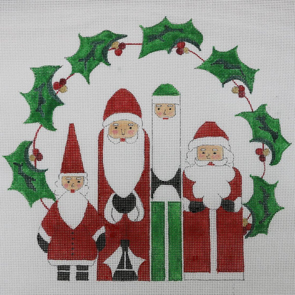 Four Santas with stitch guide