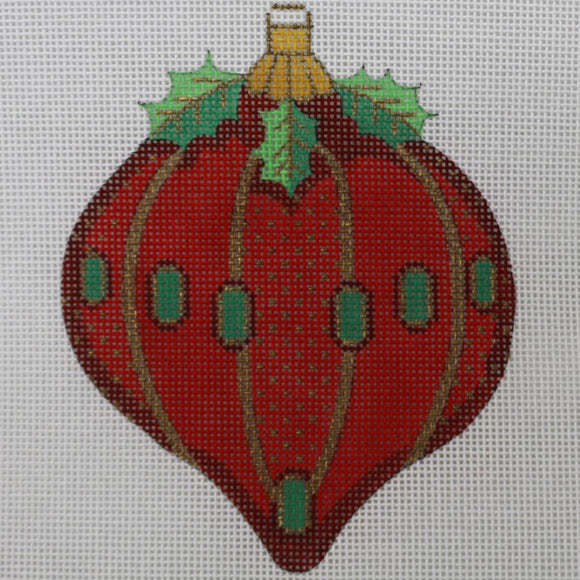 Red/Green Ornament w/ Holly