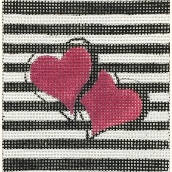 Pink Hearts on Stripes