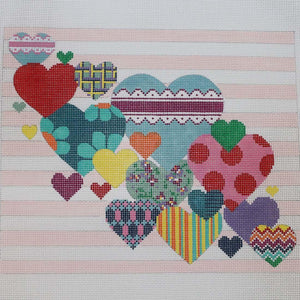 Hearts Collage w/ Stripes