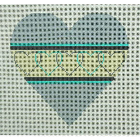 Teal and Grey Hearts