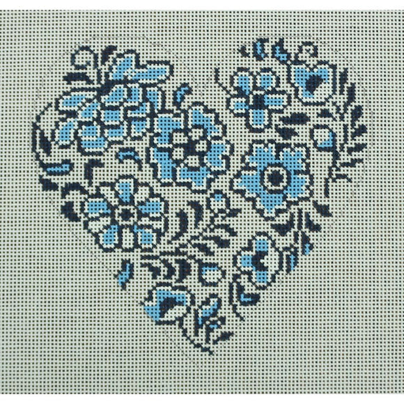 Blue/White Flower Heart