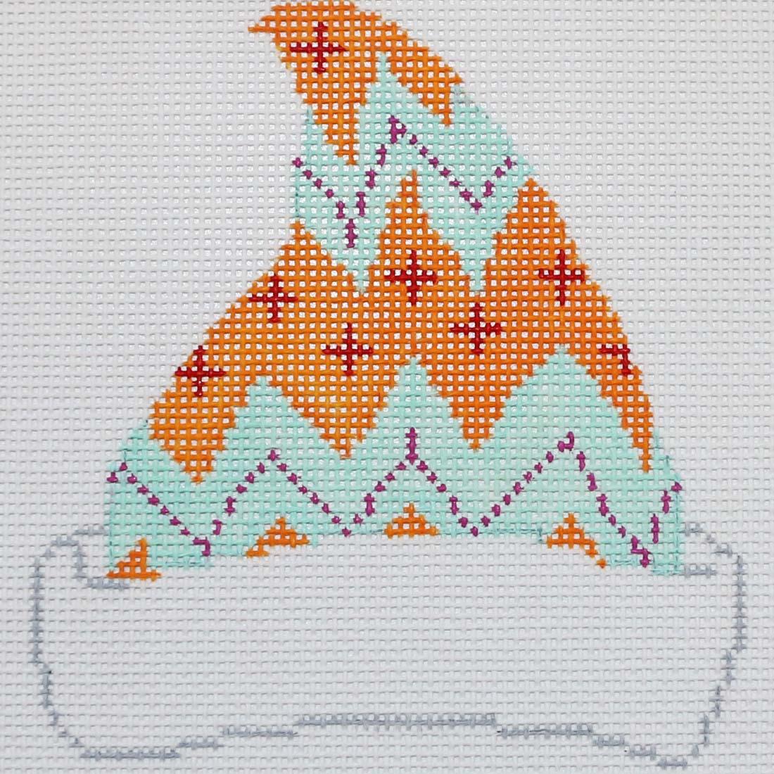 Orange Teal Zig Zag Cap, 18 mesh