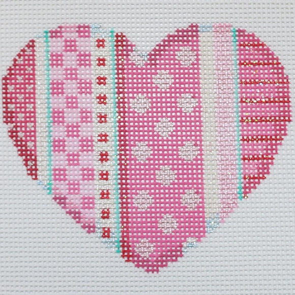 Pink/White/Aqua Striped Heart