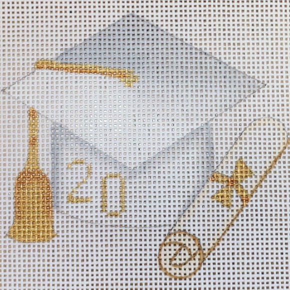 White Graduation Hat & Diploma