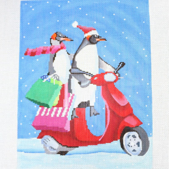 Penguins on Scooter Shopping